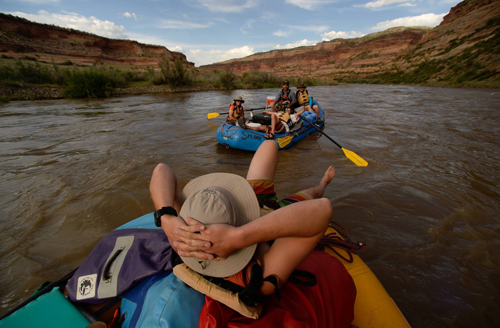 Paddling down the river